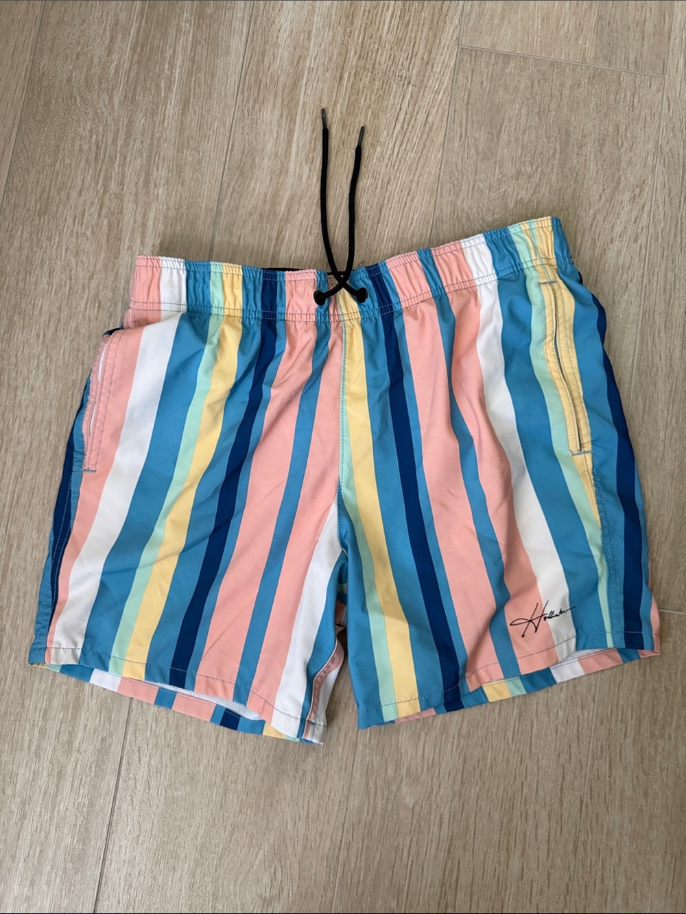 Hollister Men’s Multicolor Pastel Stripe Swim Trunks